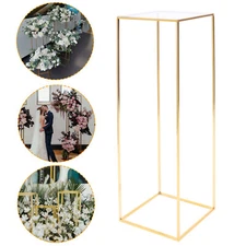 Flower Display Rack 12.2x12.2x39.37" Free Standing Gold Iron/Acrylic Rectangular