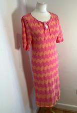 K Design fit & Flare knit dress M 10 VGC pattern print pink orange midi
