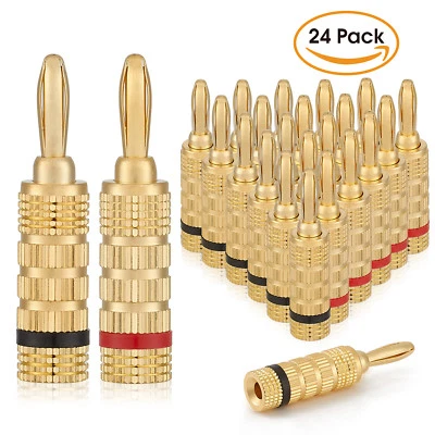 WGGE WG-3333 24k Gold Plated Speaker Banana Plugs-Closed Screw Type (12 Pairs)