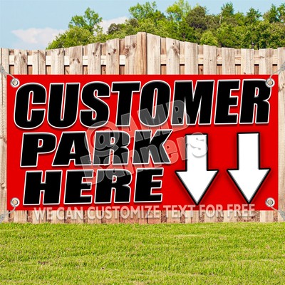 PARKING BANNER CUSTOMER Directional Arrows Advertising Business Full Vinyl Sign