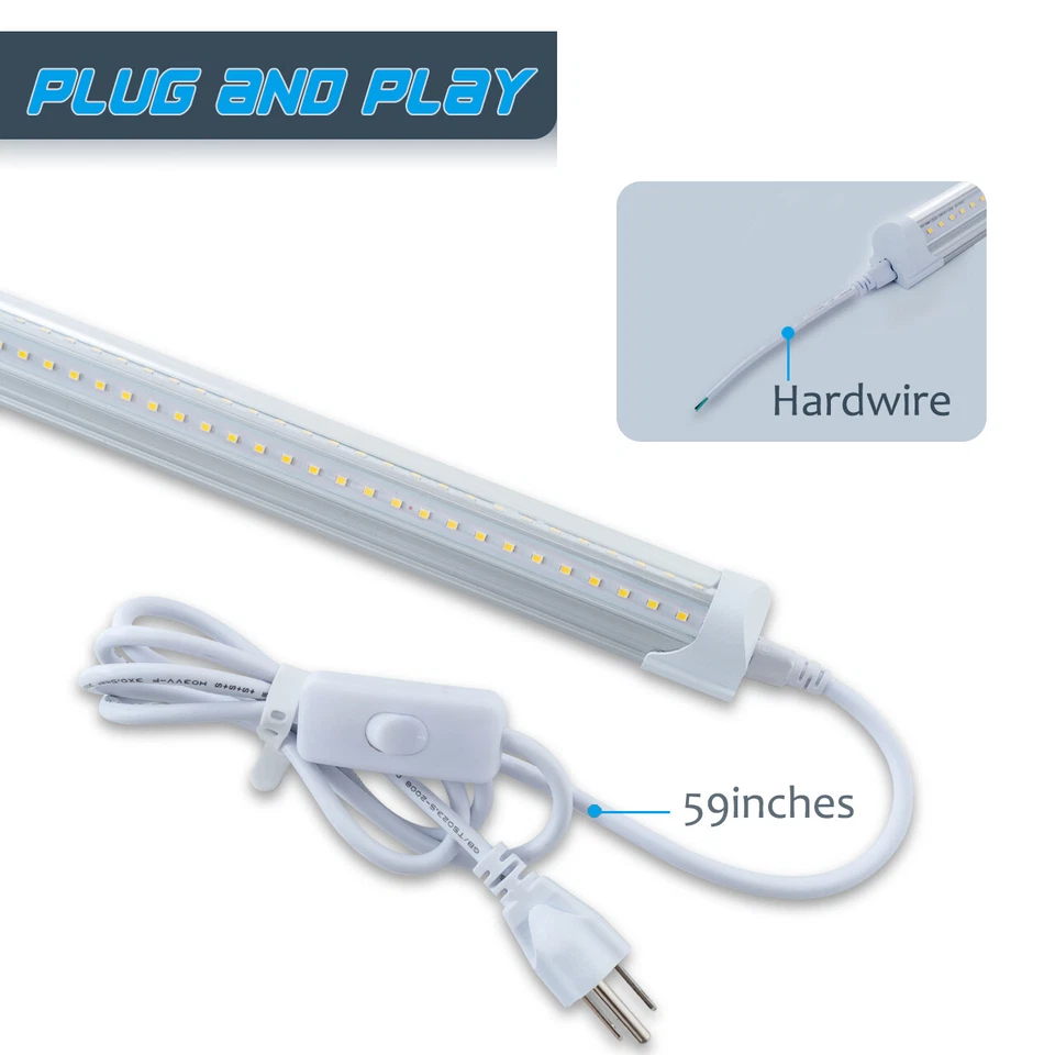 6 PACK 8FT Led Tube Light Fixture(Super Bright White) for Garage Shop Warehouse - Image 2 of 4