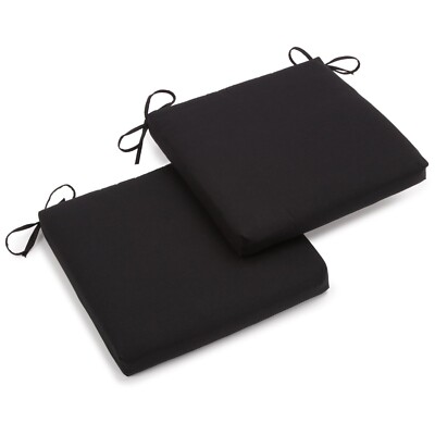 Blazing Needles 20 x 19 in. Solid Twill Chair Cushions Black - Set of 2