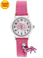 Armbanduhren Kinder Pferd Mädchen Lernuhr Anhänger am Armband rosa 2te Wahl