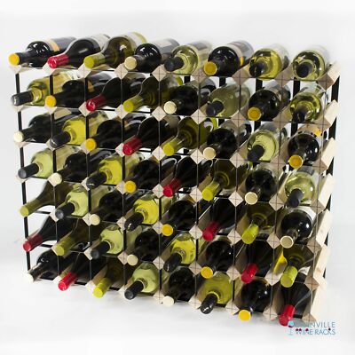 Cranville Weinregal Aufbewahrung 56 Flasche Kiefernholz und Schwarz Metall