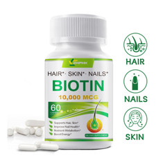 Cápsulas de crecimiento del cabello de biotina fuerza máxima biotina 10000 mcg mejor soporte para uñas de piel
