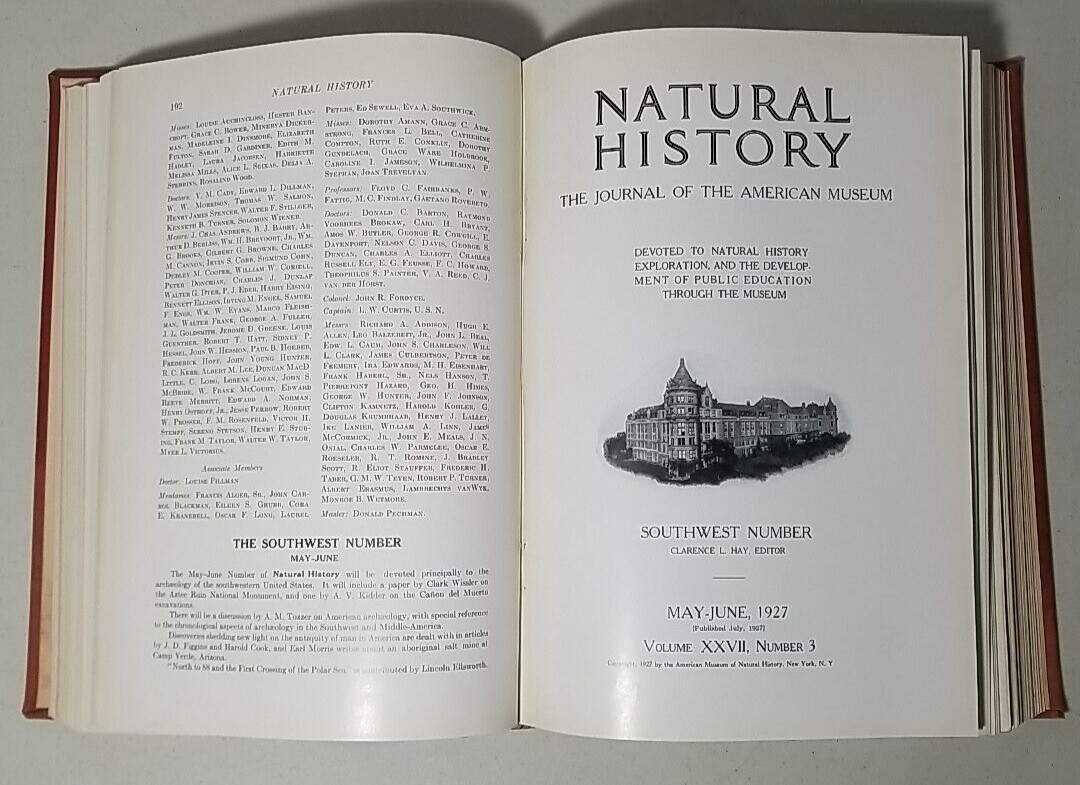 1927 NATURAL HISTORY The Journal of Museum of Natural History Vol 27 6 Issues