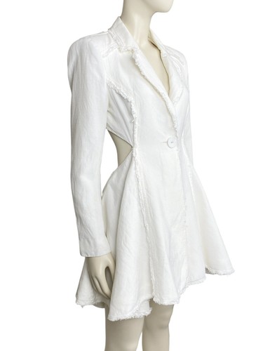 AJE Size 10 Linen Martino Cut Out back Jacket Dress $475 White Blazer - Picture 4 of 24