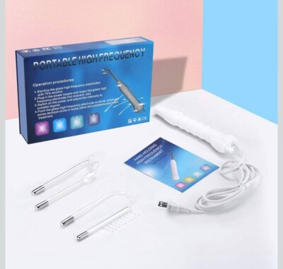 Portable High Frequency Facial Wand   4 Electrodes for Skin & Hair Care