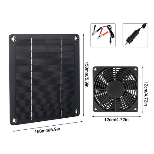 Solar Panel Powered Fan Mini Ventilator Exhaust Fan Greenhouse Motorhome House - Picture 9 of 12
