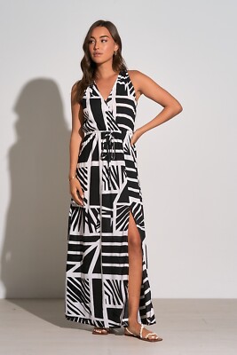 barbados maxi dress Elan Women's V Neck Maxi Dress - Multi - Size M