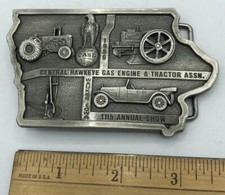 VINTAGE 1986 CENTRAL HAWKEYE GAS ENGINE TRACTOR ASSN.BUCKLE WAUKEE IOWA