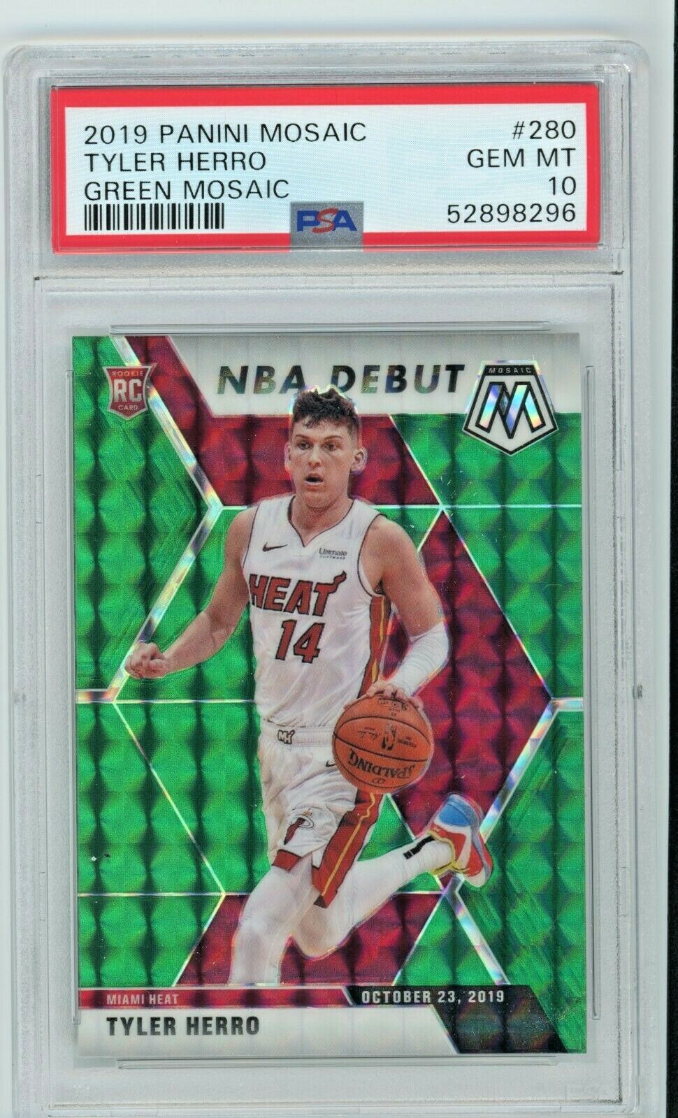 Tyler Herro RC GEM MT PSA 10 - 2019-20 Panini Mosaic GREEN ROOKIE #280