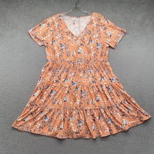 Just Be Women's Floral Elastic Stretch Tiered Dress in Size 1X
