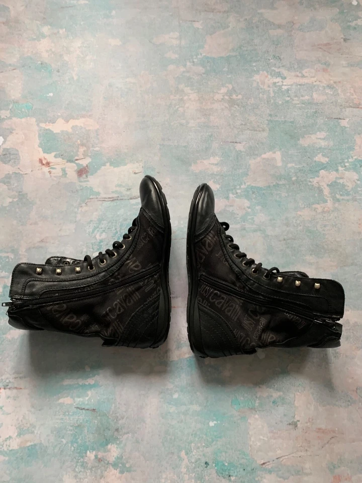 Zapatillas altas Just Cavalli para mujer negras de lona/cuero US10,5 - EUR42 - 27 cm Foto 3 de 4