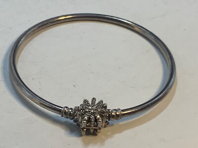 VTG Pandora Fireworks Clasp The Best Is Yet To Come S925 ALE CZ Bangle Bracelet