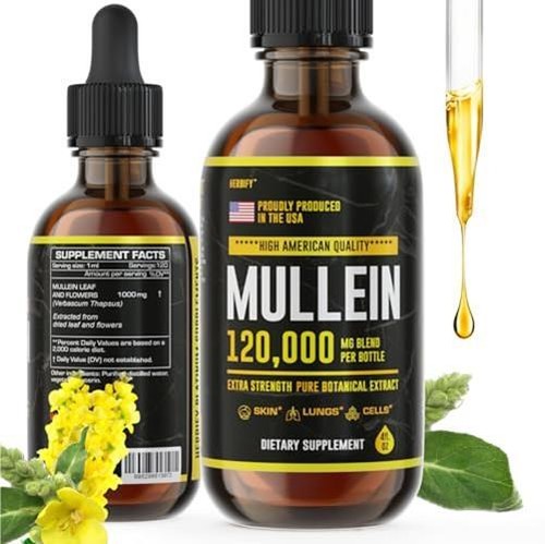 HERBIFY Mullein Drops - Lung Cleanse - Leaf  Assorted Flavor Names , Sizes 