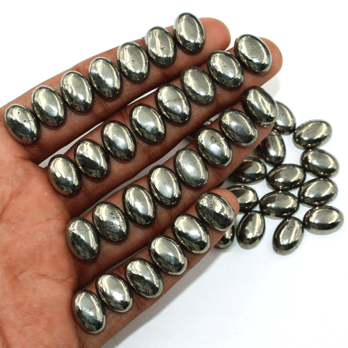 15 PC Natural Golden Pyrite Top Grade 14x10mm Oval Cabochon Calibrated Gemstones - Picture 7 of 18