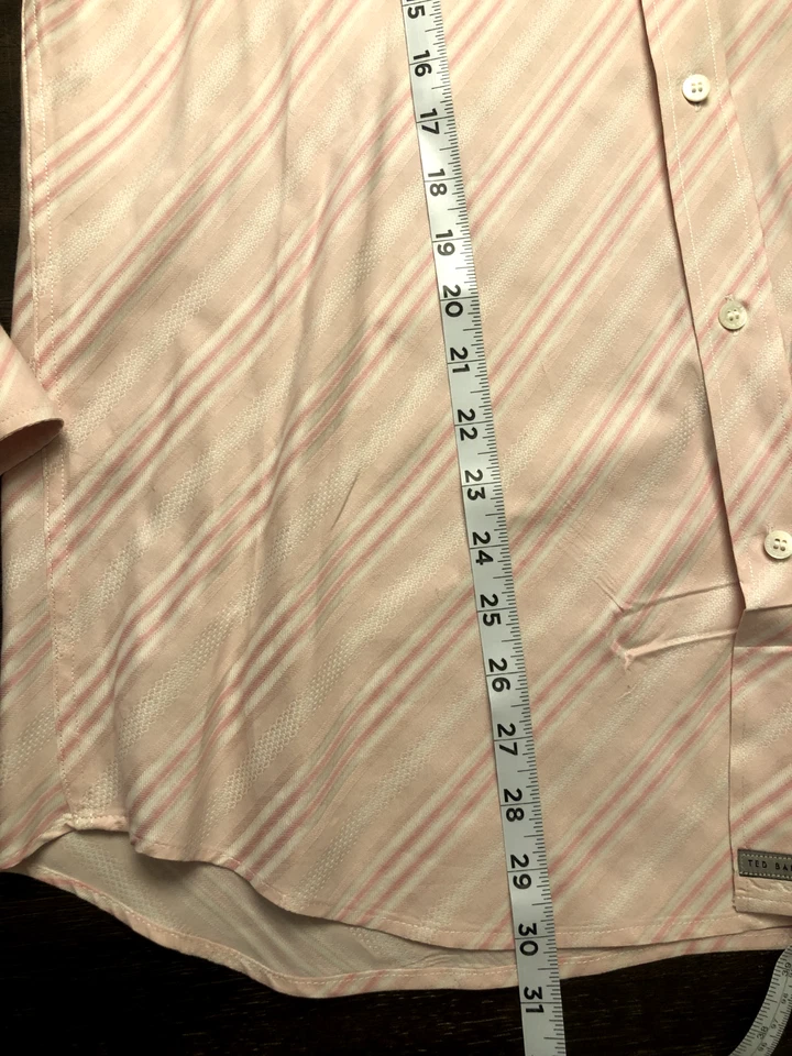 Camisa de vestir Ted Baker London para hombre rosa blanco a rayas de algodón talla 4 (grande EE. UU.) Foto 4 de 4