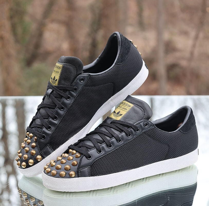 Adidas Rod Laver Vintage Black 2010 Men's Size 11 Studded Custom