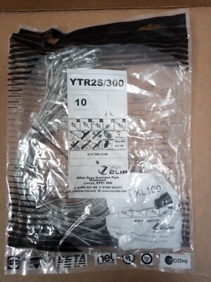 10 x Reißverschlussclip YTR2S/300 Y Doppelöse + KL100 Try-Lock 300 mm Trägersystem