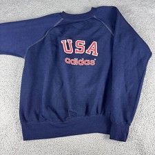 Vintage adidas Sweatshirt Mens Large Blue USA Crewneck Pullover Retro Sports