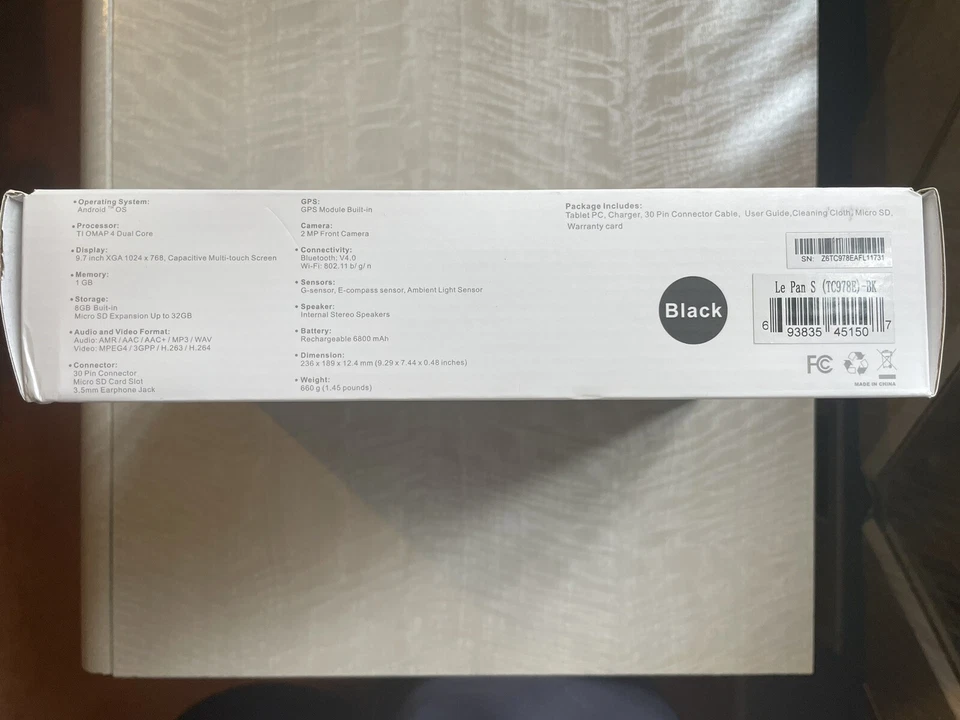 Le Pan S Tablet Android 8GB, Wi-Fi, GPS, 9.7in - Black TC978E - Image 2 of 4