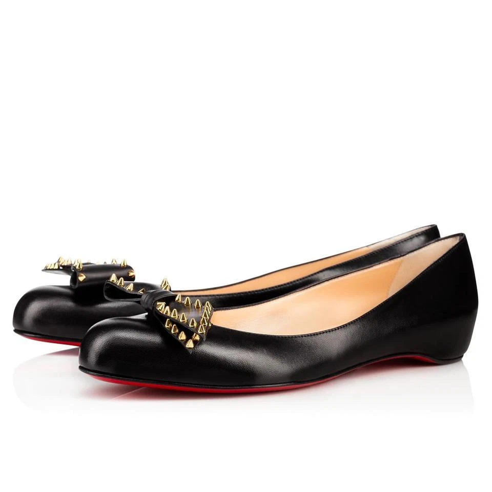 Christian Louboutin — CHRISTIAN LOUBOUTIN Ballerina Studded Bow Flat Black Shoes 36.5 Run small