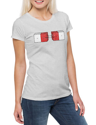 Impossible Love Damen T-Shirt Magnet Magnetismus Liebe Plus Minus Widerstand