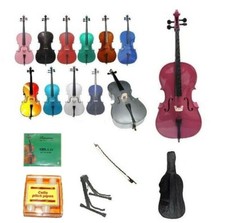 New Cello,Bag,Bow,Strings,Bridge,Tuner,Stand 1/4, 1/8 for Beginner Student