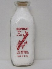 SSPQ Milk Bottle Allendale Dairy Elmira NY CHEMUNG COUNTY 1962 S&H Green Stamps