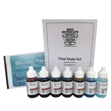 Benz microscope Vital Stains Kit, 7 Common Lab Stains & Bibulous Paper. BZ0920