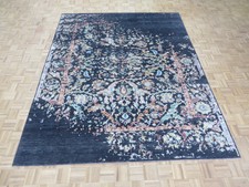 8'3 X 10'5 Hand Knotted Black Broken Heriz Design Oriental Rug G6519