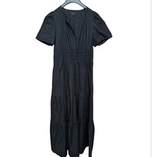 Quince 100% Organic Cotton Tiered Maxi Dress Black Large