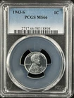 1943-S  1C  Lincoln Wheat One Cent  PCGS MS66  58318898