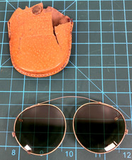 Vintage American Optical Cool Ray Clip On Sunglasses Green Lenses Worn Case