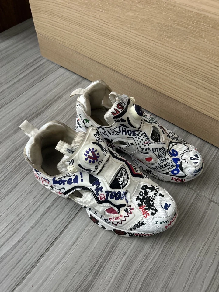Reebok Instapump Fury Graffiti Print Sneakers White Multicolor – Size 8 - Image 3 of 4