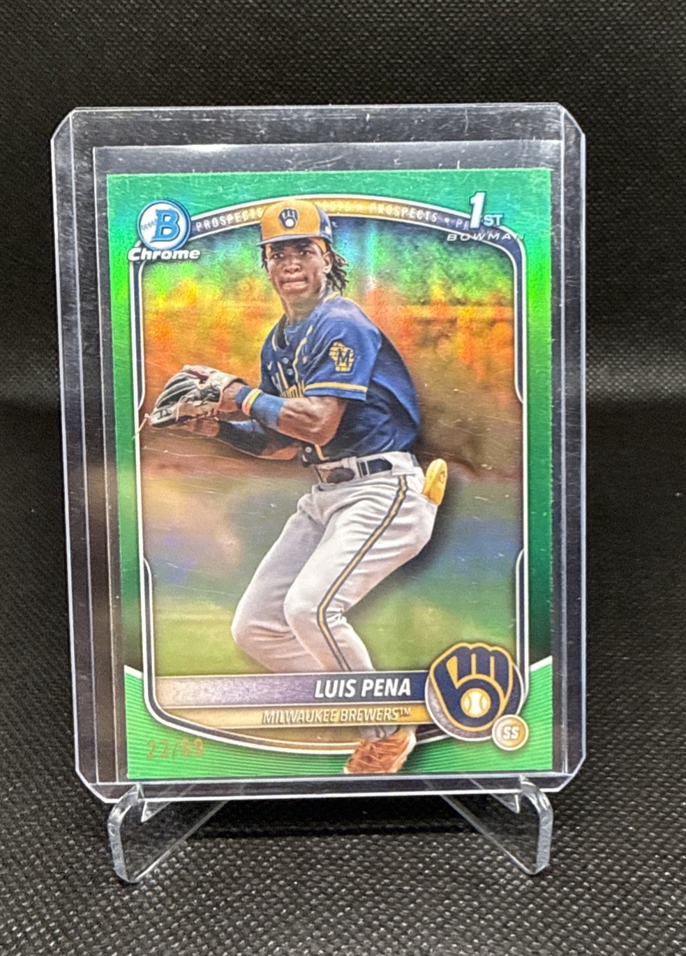 2025 Bowman Chrome Luis Pena Green Refractor 1ST RC 22/99 17th MLB Top Prospect!