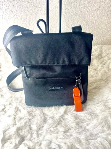 Sherpani Pica Fold Over Nylon Black Crossbody Purse with RFID protection