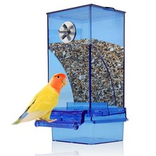 kathson No-Mess Bird Cage Feeder Automatic Parrot Feeders Seeds Blue