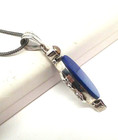Vtg 925 Large Blue Lapis Sterling Silver Pendant & Korifidis Fox Chain Necklace — photo 3