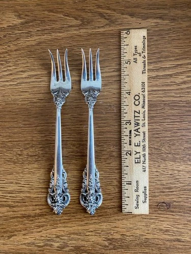 Set of 2 Wallace Grande Baroque 5 3/8" Sterling Silver Cocktail Forks