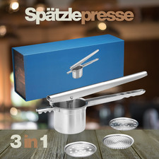 Spaghettieis Presse Sp&auml;tzlepresse Kartoffelpresse Edelstahl mit 3 Siebeins&auml;tzen