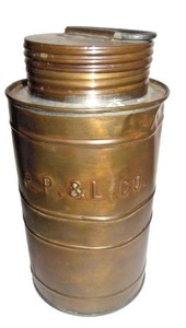 P.P.&L. Co. Electric Company Brass Carbide Master Canister (PA Power Light Co.)