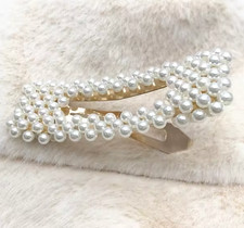 Pearl Bow Hair Clips Elegant Alloy Metal Hair Claw Clips for Women Stylish Pearl