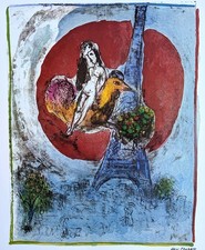 Chagall, Marc (1887 Witebsk – 1985 Paris)  „Die Liebenden vom Eiffelturm