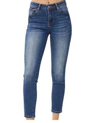 Risen RDP5586 Dark High Rise Basic Ankle Skinny Jeans 