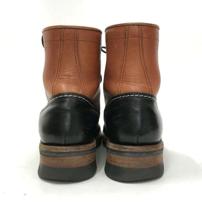 The FLAT HEAD Boots SKB02H Horse Hide Work Boots Leather Brown