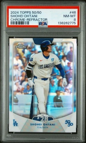 2024 TOPPS 50/50 SHOHEI OHTANI #46 CHROME REFRACTOR PSA 8 - LOS ANGELES DODGERS