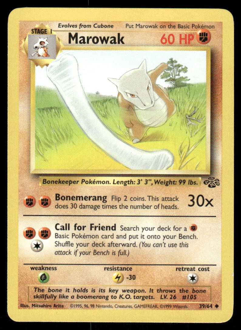 Pokemon Cards Marowak 39/64 UNLIMITED Jungle WOTC Uncommon NM
