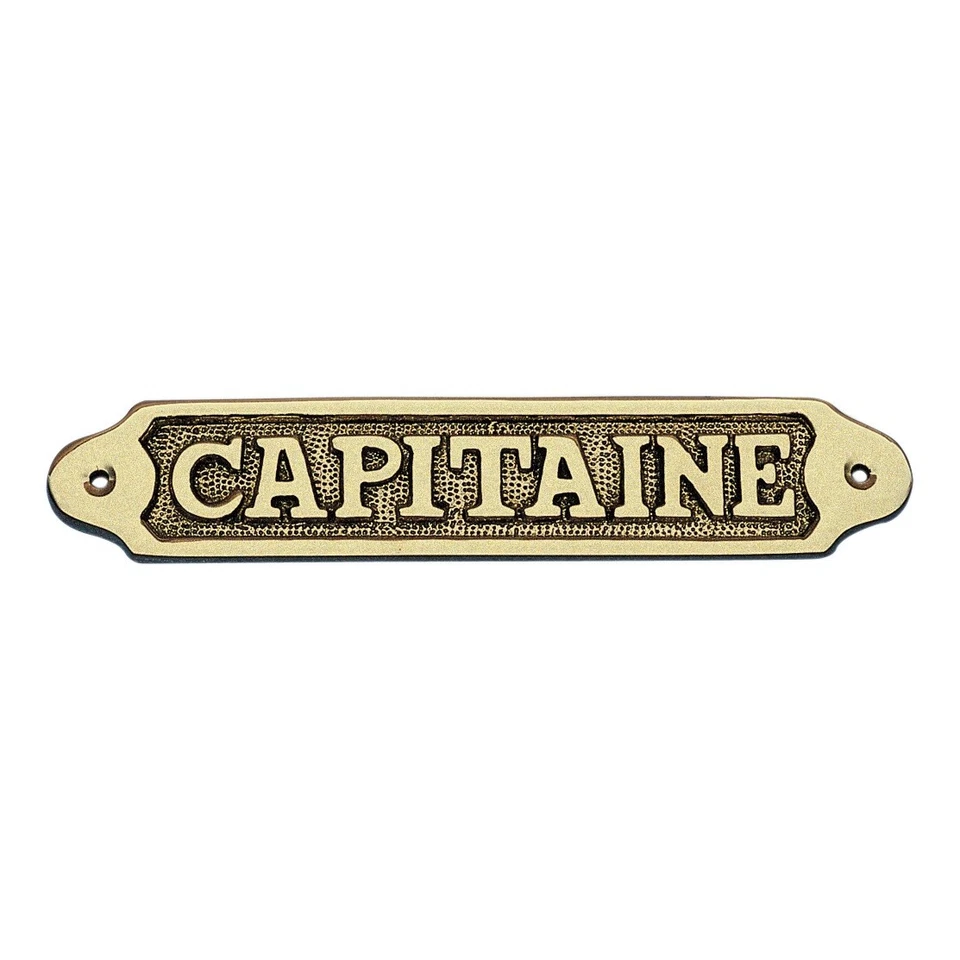 Türschild CAPITAINE Türbeschlag aus Messing 19,5 x 3,5 cm Sea-Club